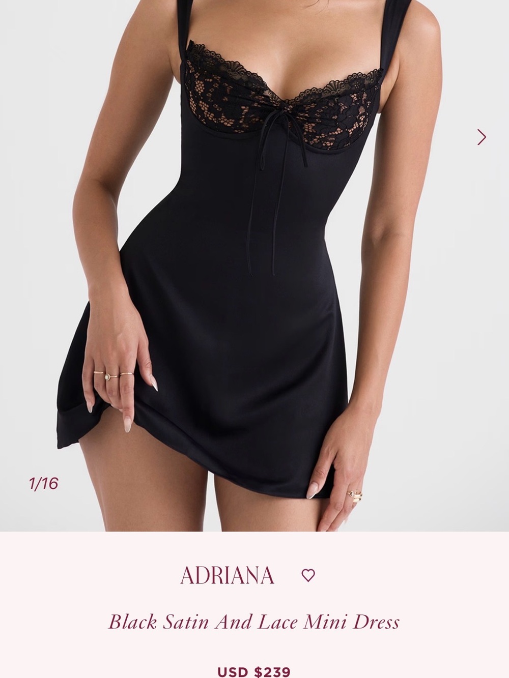 House of CB Black Lace-Detail Mini Slip Dress
